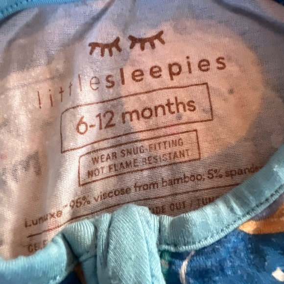 Little Sleepies Blue Cookie and Milk Footie - Picture 2 of 4